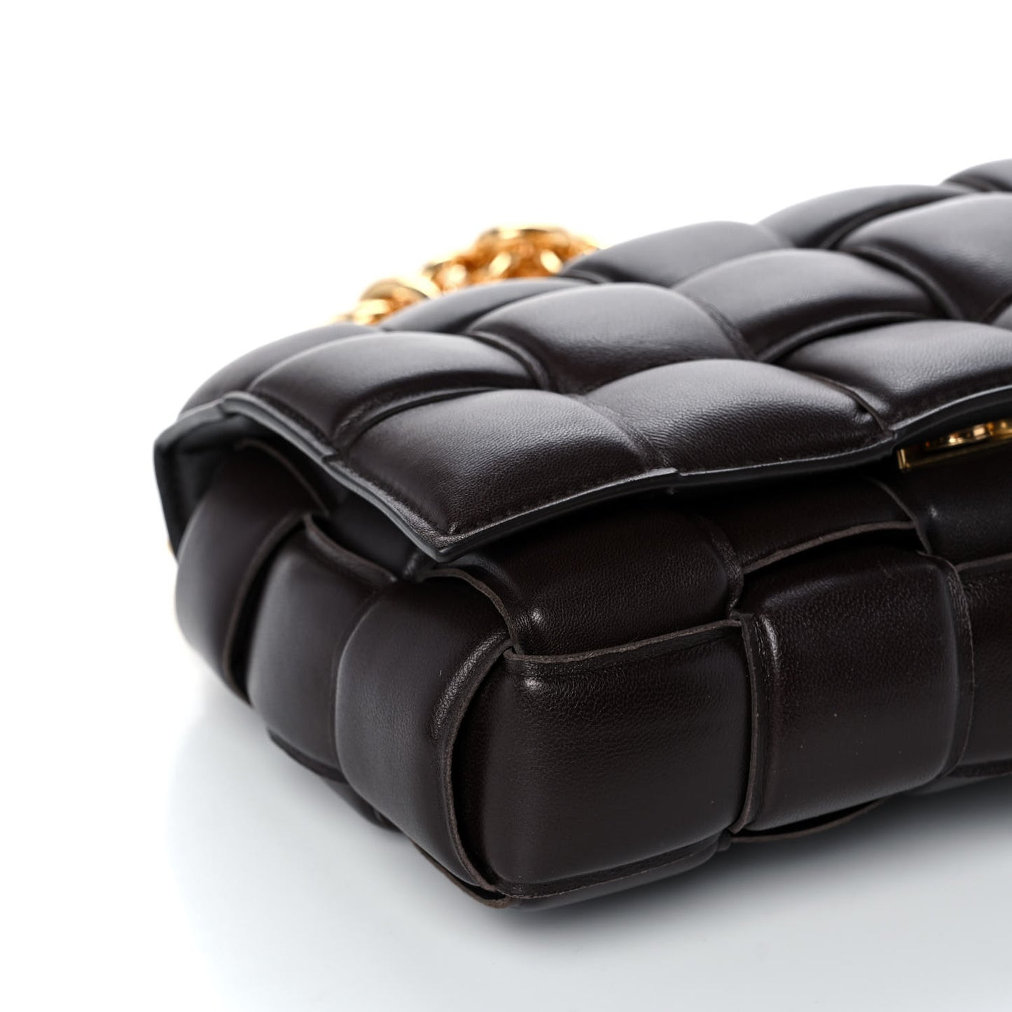 Lambskin Maxi Intreccio Padded Chain Cassette Crossbody Bag Black