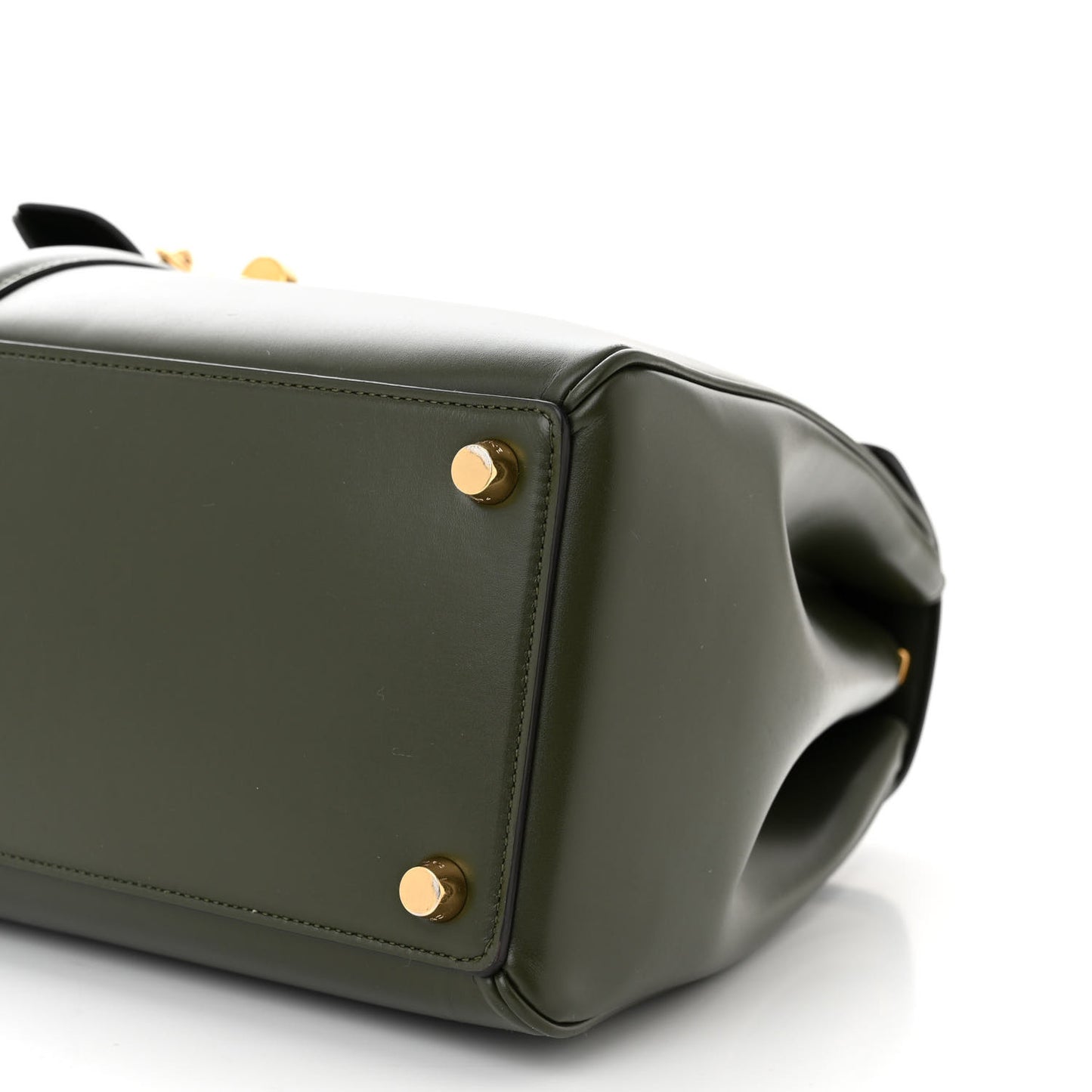 Satinated Calfskin Medium 16 Top Handle Bag Khaki