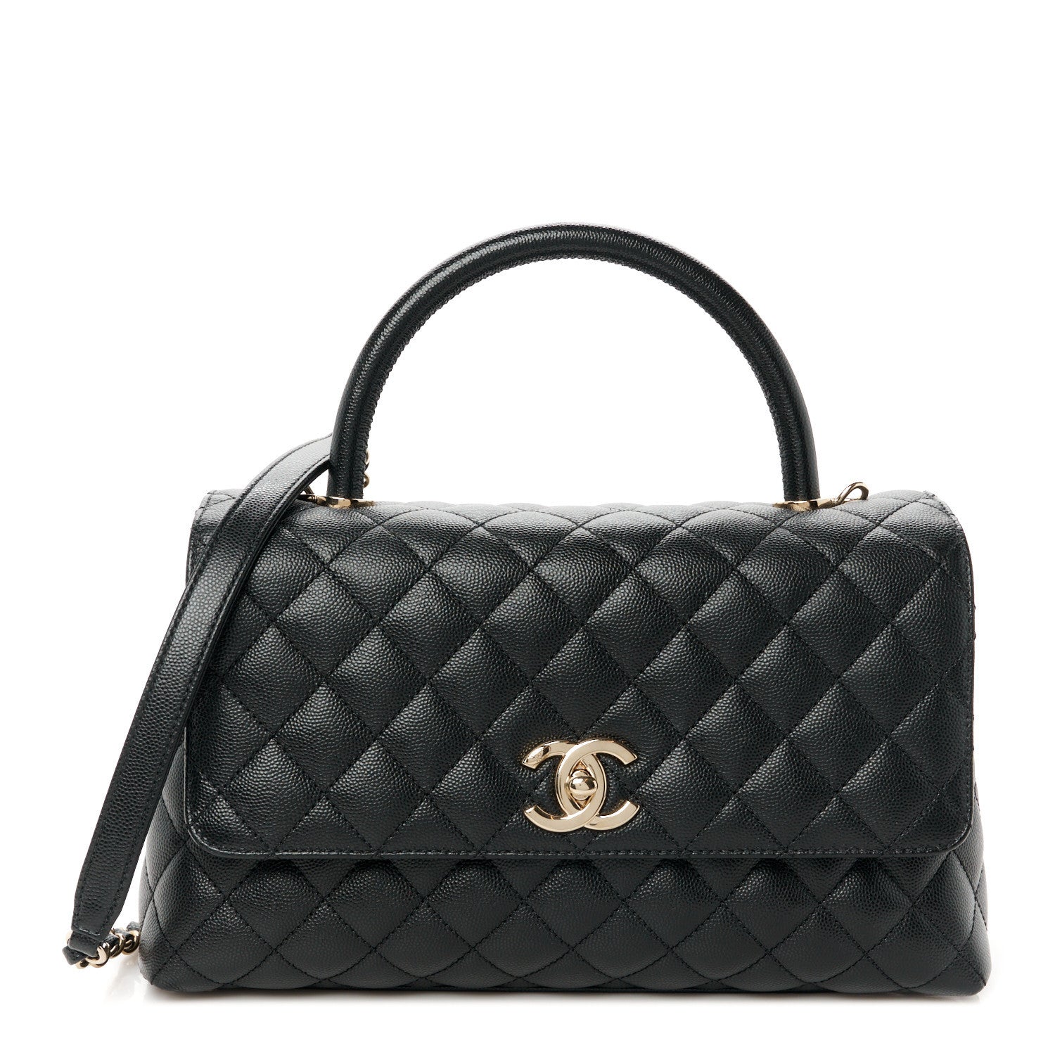 Chanel Caviar Lizard Quilted Small Coco Handle Flap Black 1 of 11