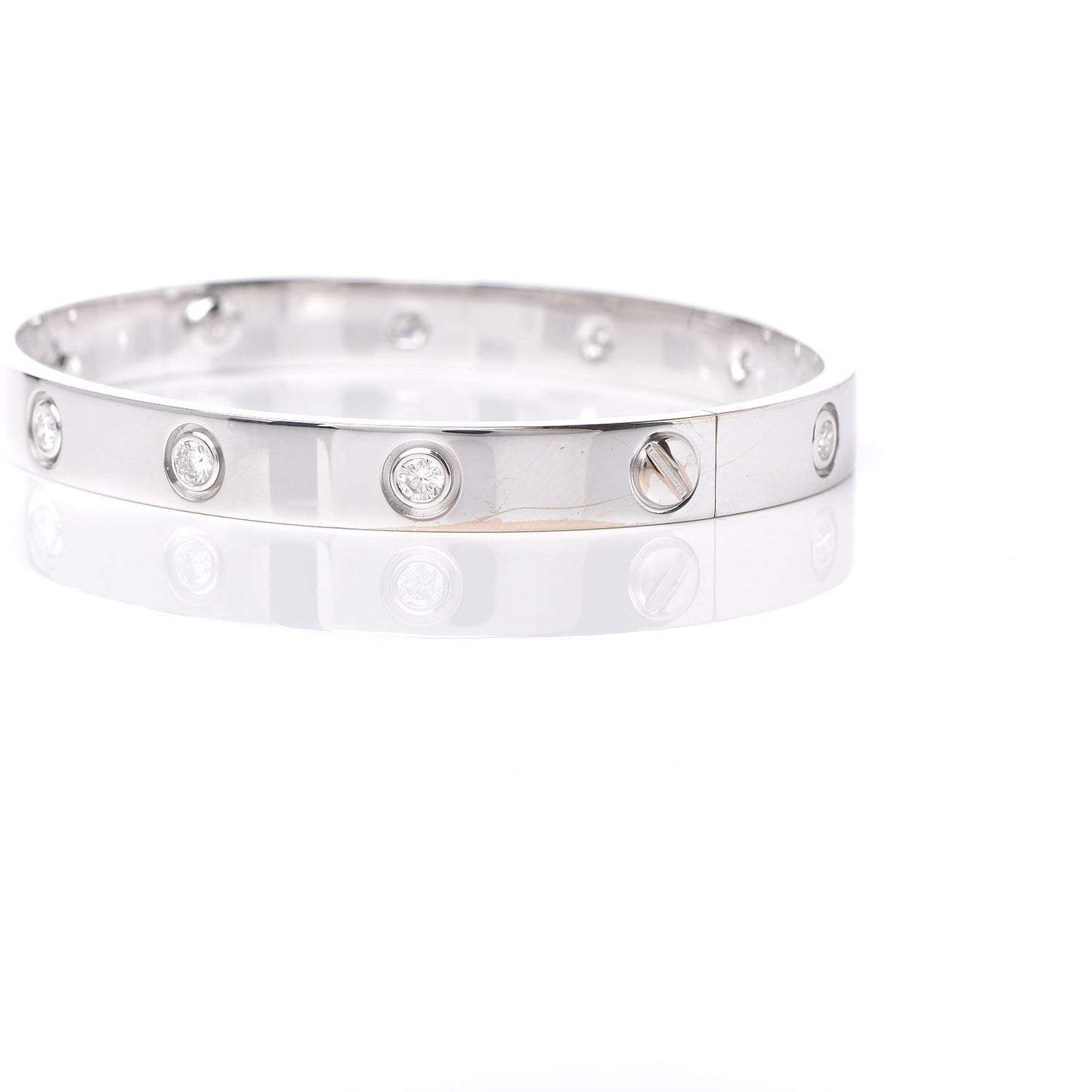 18K White Gold 10 Diamond LOVE Bracelet 17