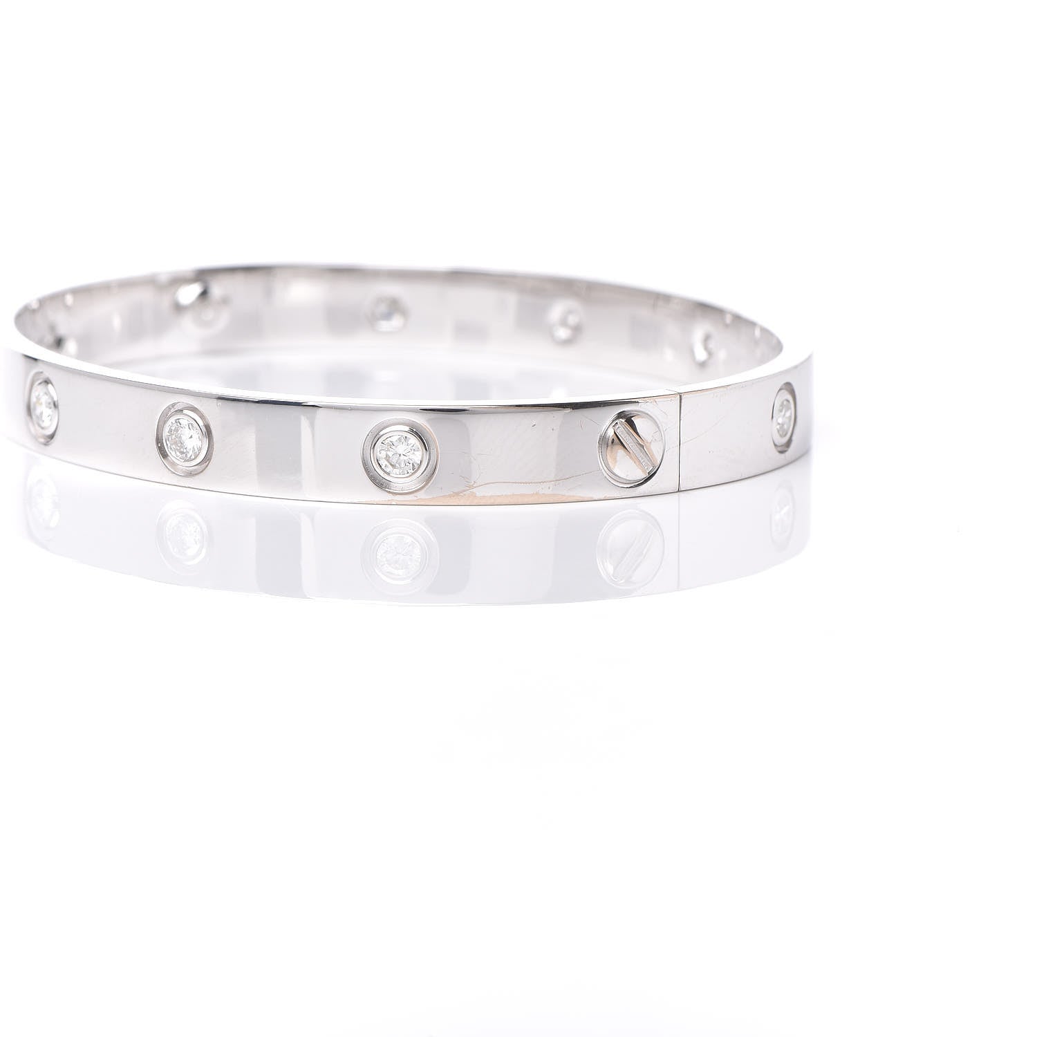 Cartier 18K White Gold 10 Diamond LOVE Bracelet 17 7 of 8