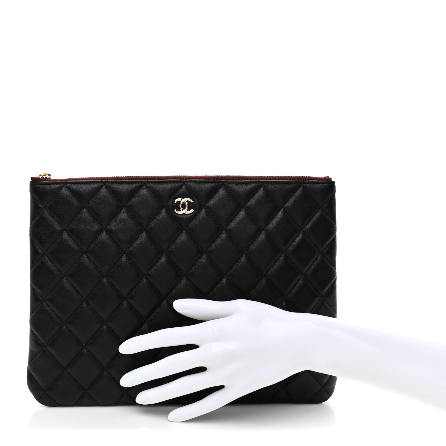 Chanel Lambskin Quilted Medium Cosmetic Case Black 1882184