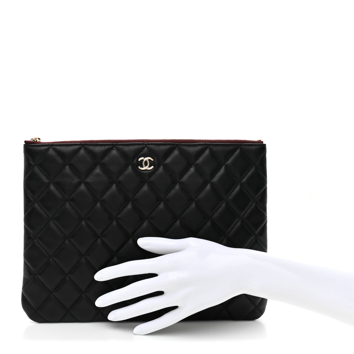 Lambskin Quilted Medium Cosmetic Case Black