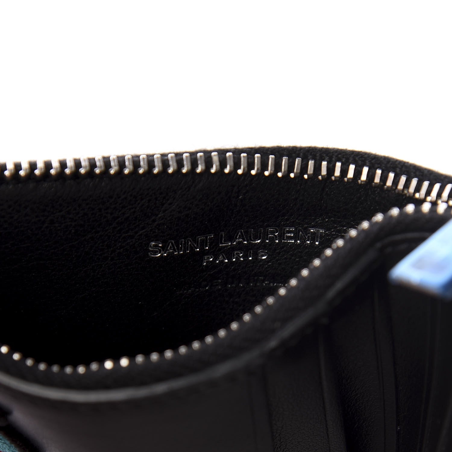 Saint Laurent Calfskin Moujik Patch Fragments Zip Pouch Card Holder Black 4 of 7