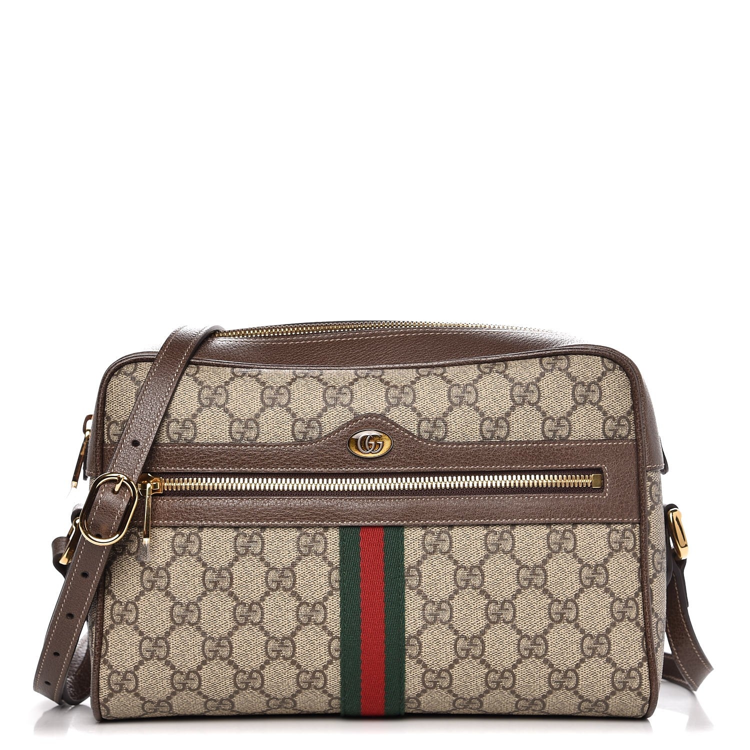 Gucci GG Supreme Monogram Web Small Ophidia Shoulder Bag Brown 1 of 8