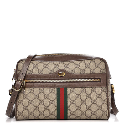 Gucci GG Supreme Monogram Web Small Ophidia Shoulder Bag Brown 1 of 8
