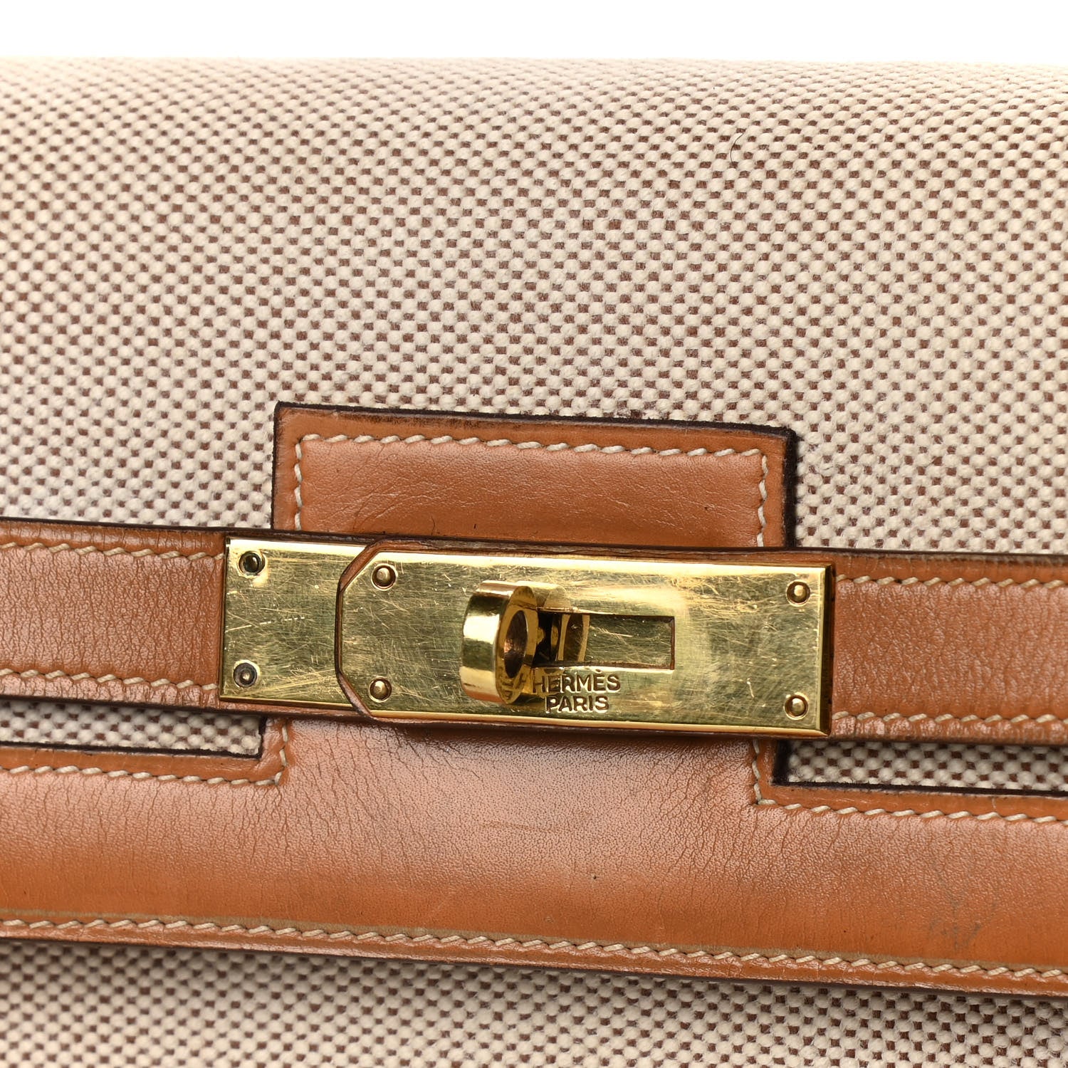 Hermes Peau Porc Toile Kelly Sellier 32 Gold 10 of 29