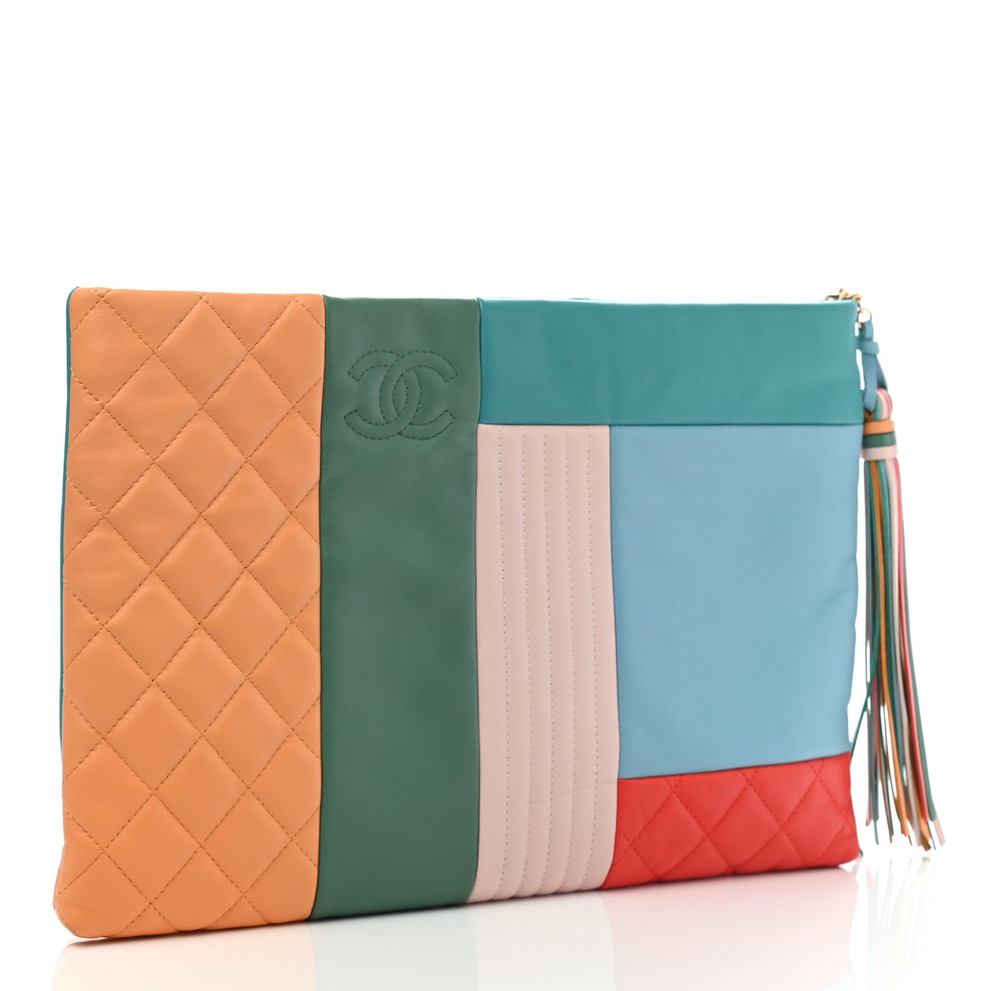 Lambskin Patchwork Large Cosmetic Case Multicolor