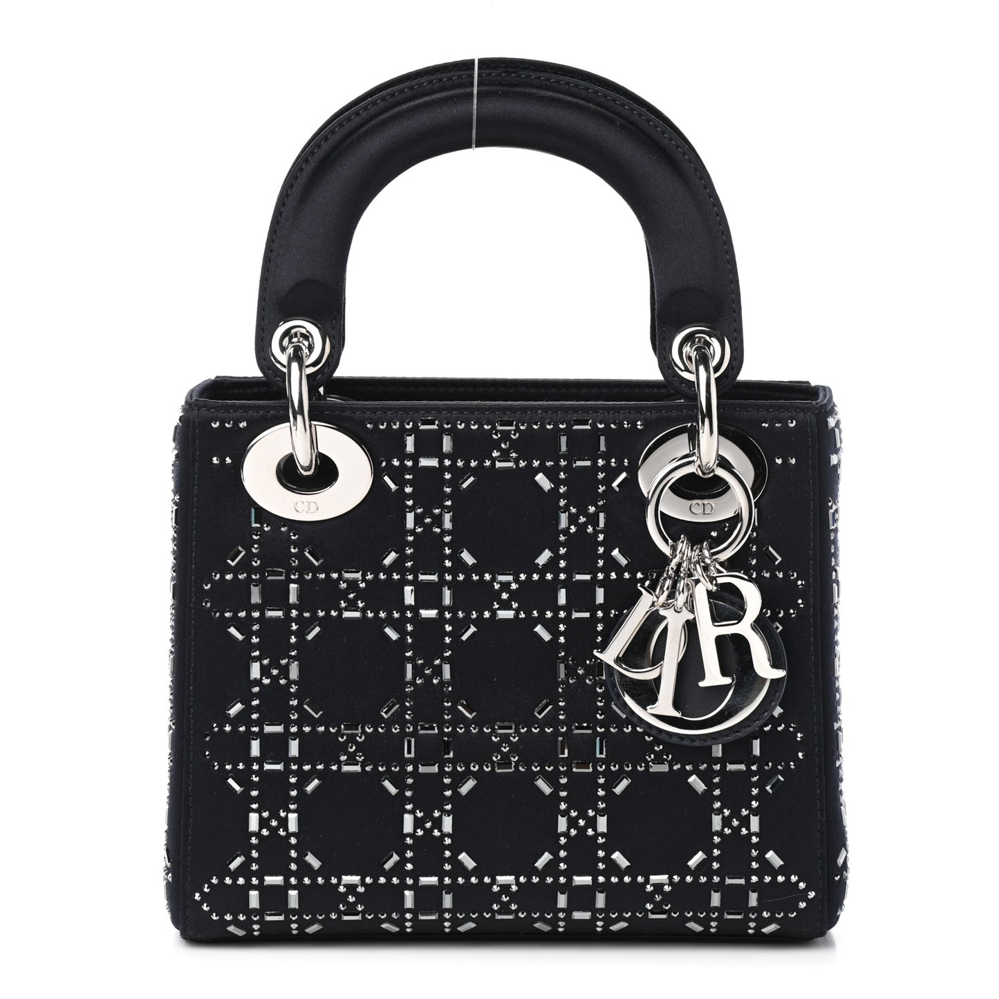 Satin Crystal Cannage Mini Lady Dior Navy