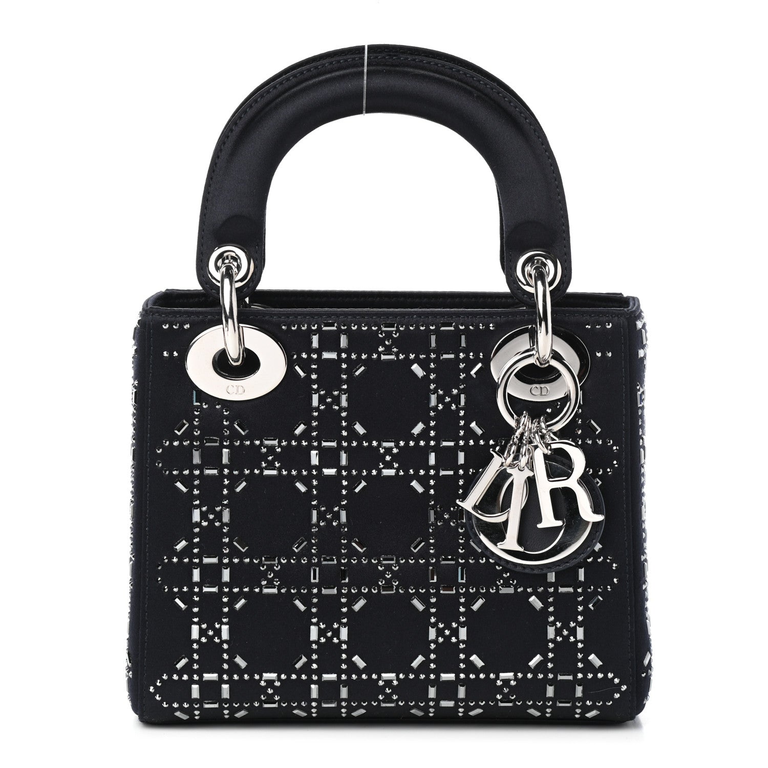 Christian Dior Satin Crystal Cannage Mini Lady Dior Navy 1 of 7