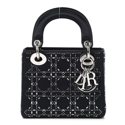 Christian Dior Satin Crystal Cannage Mini Lady Dior Navy 1 of 7
