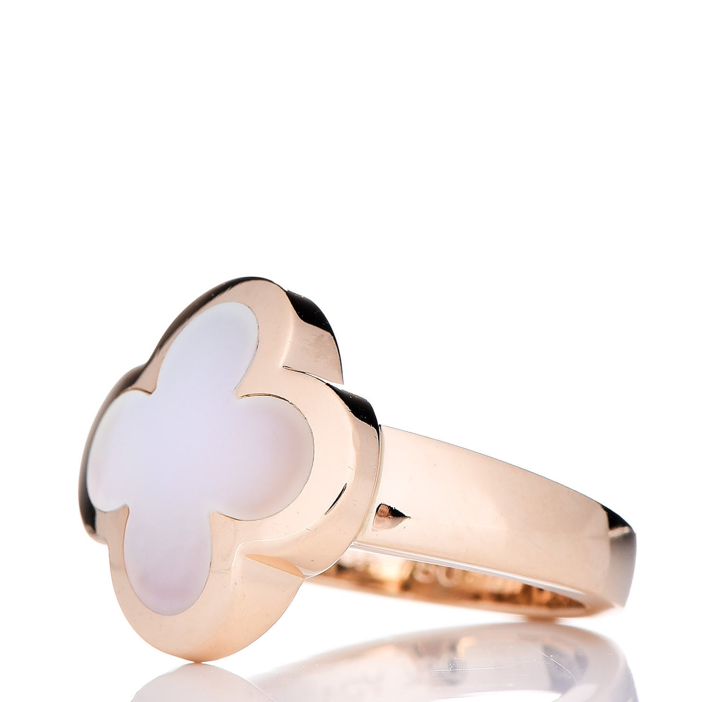18K Yellow Gold Mother of Pearl Pure Alhambra Ring 51 5.75