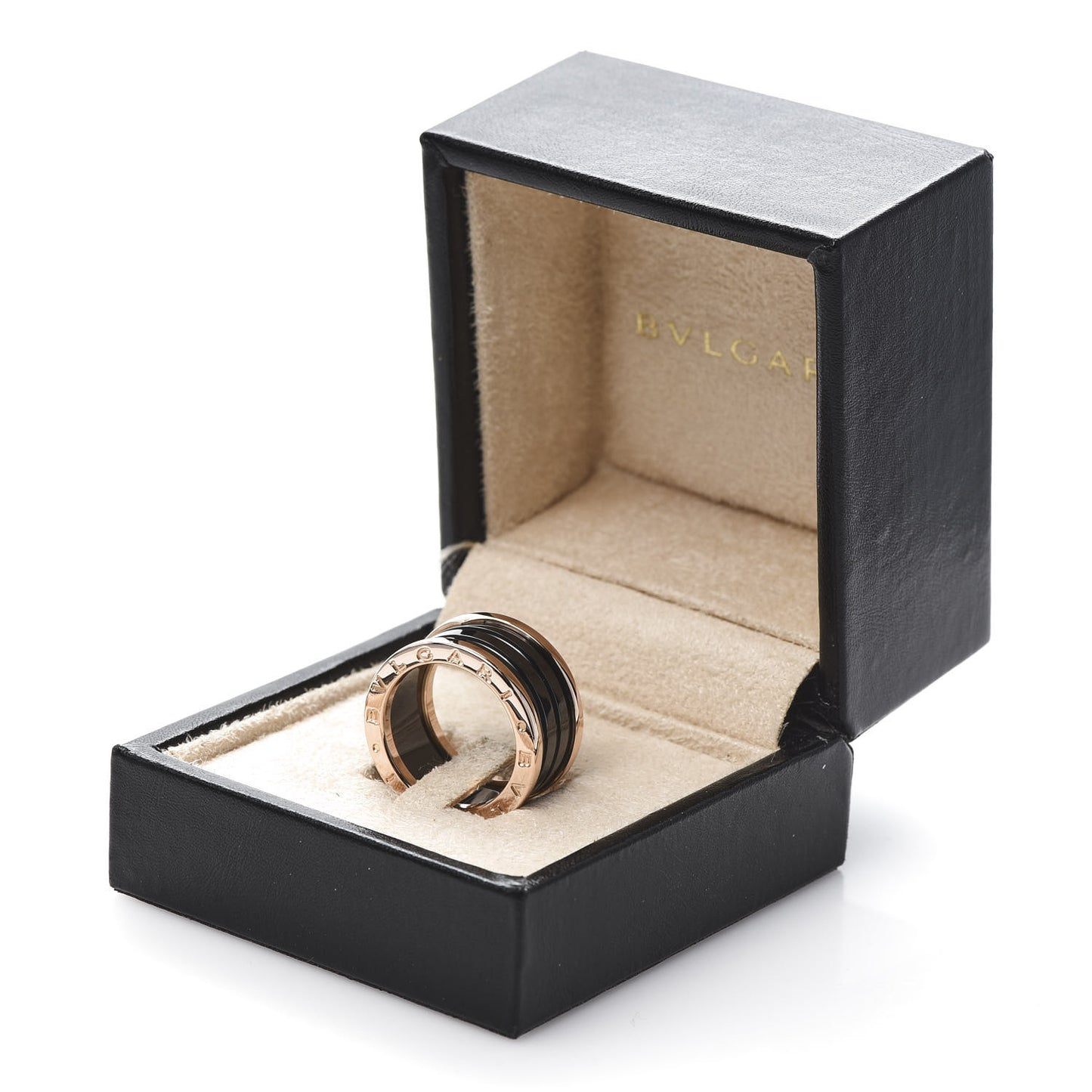18K Rose Gold Black Ceramic B.Zero1 Four-Band Ring 55 7.25