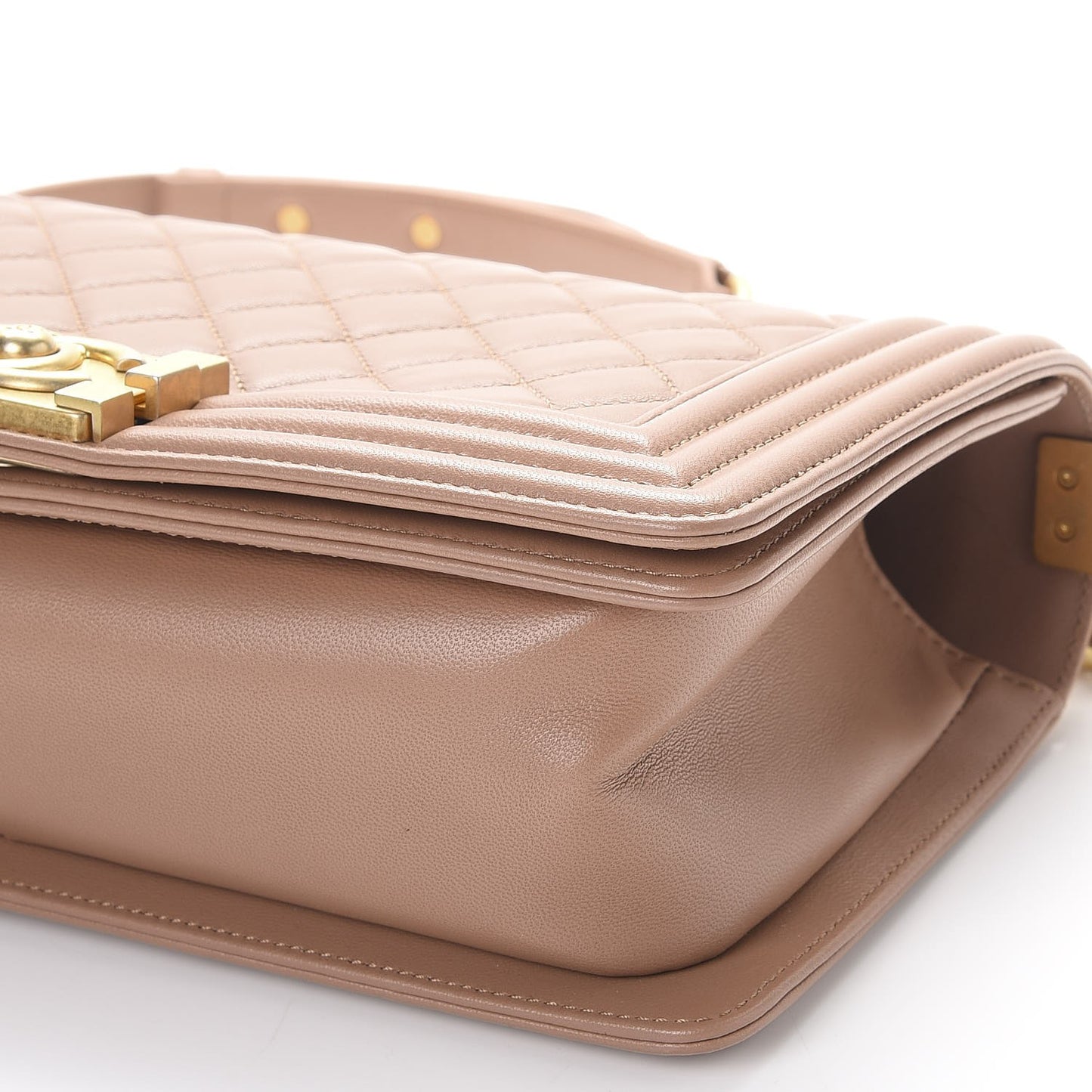 Lambskin Quilted Medium Boy Flap Dark Beige