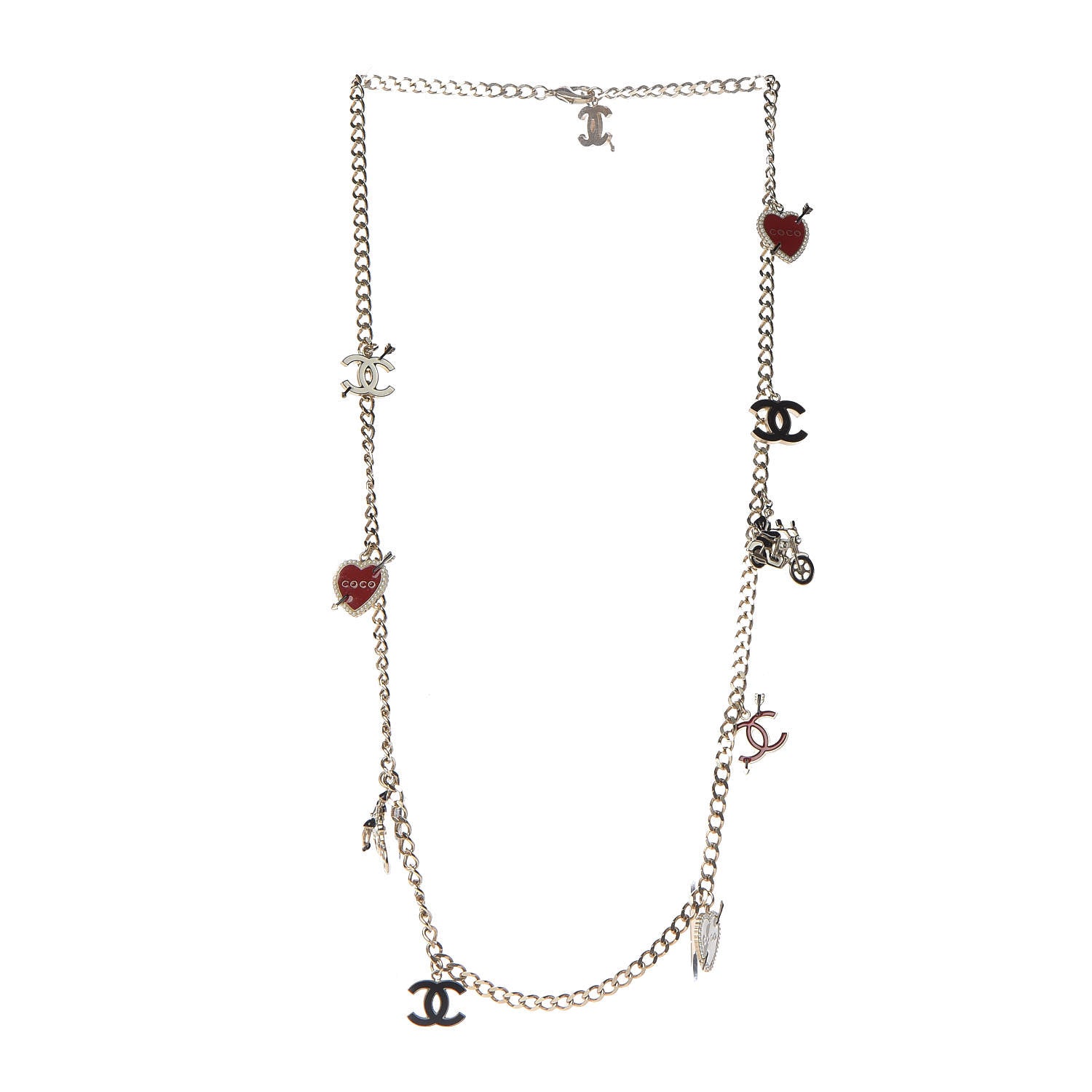 Chanel Enamel Charm CC Long Necklace Gold 3 of 4