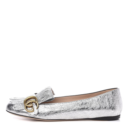 Gucci Galassia GG Marmont Fringe Flats 38.5 Argento 1 of 8