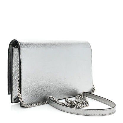 Saint Laurent Grain De Poudre Clasic Kate Monogram Tassel Chain Wallet Argento 3 of 19