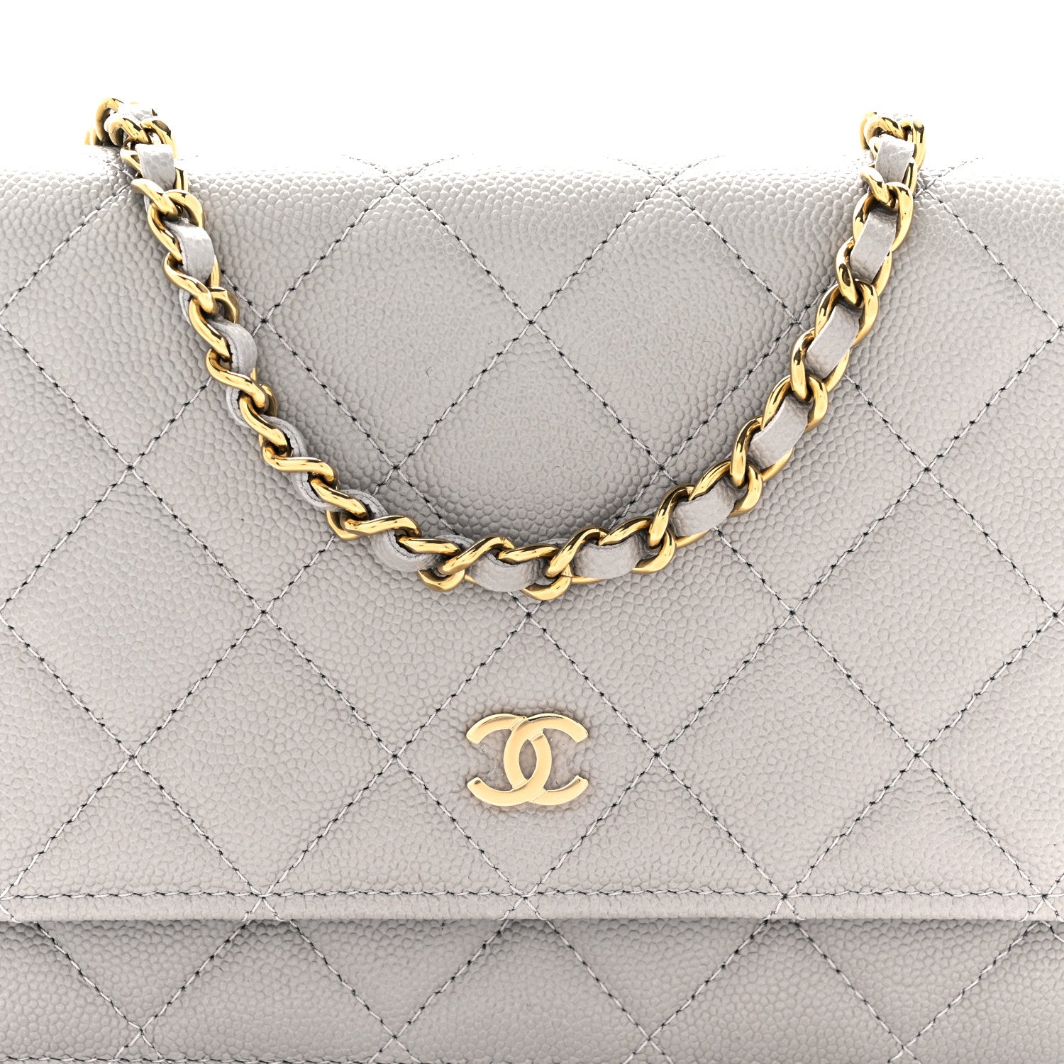 Chanel Caviar Quilted Wallet On Chain WOC Grey 9 of 12