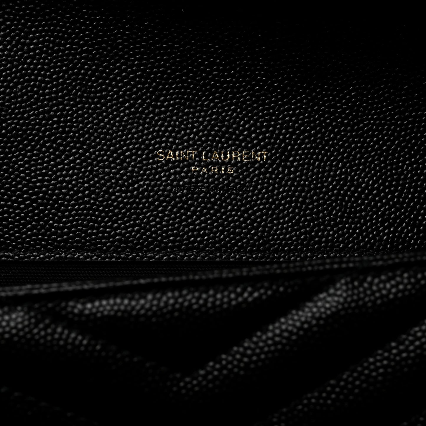 Grain De Poudre Matelasse Chevron Monogram Envelope Clutch Black