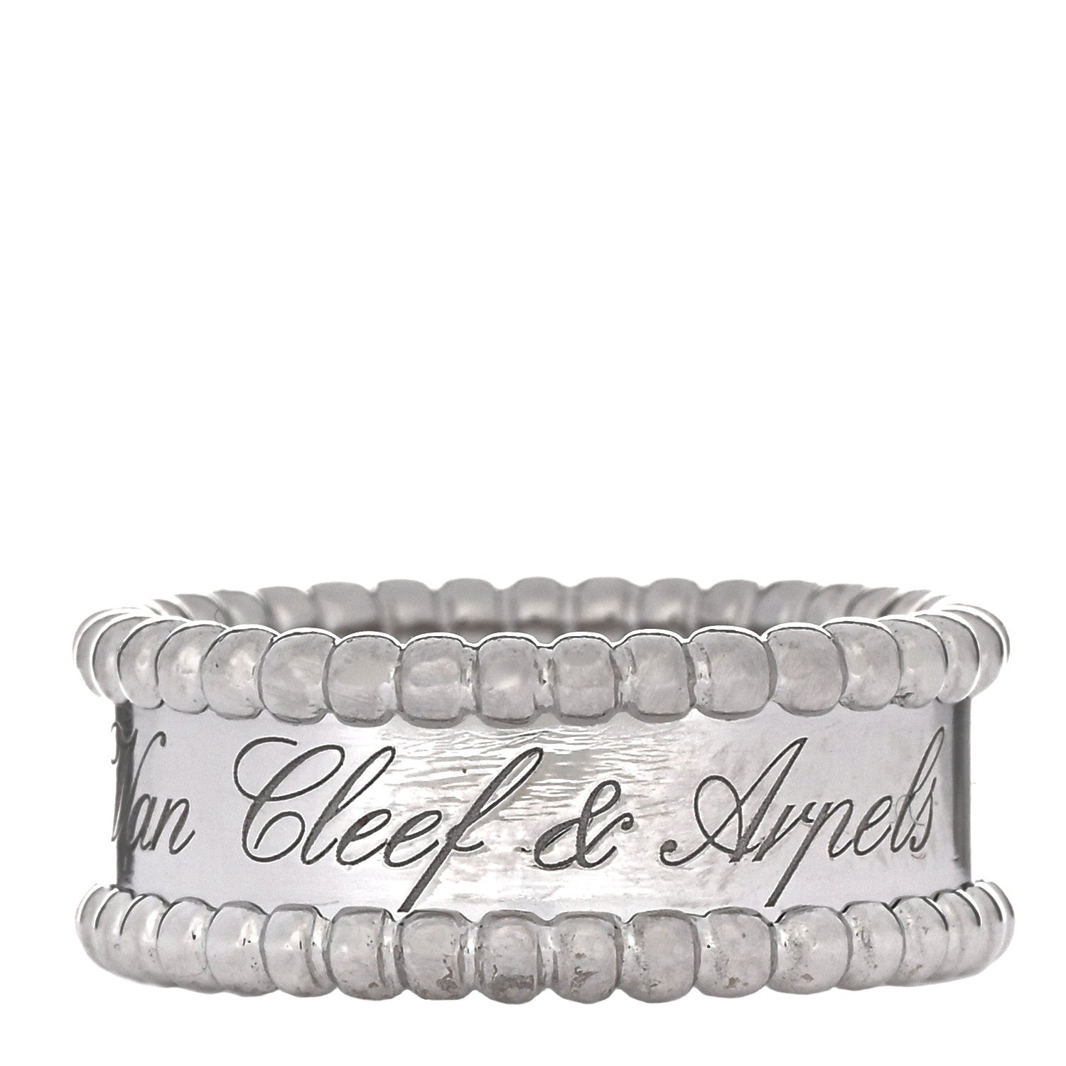 Van Cleef & Arpels 18K White Gold Perlee Signature Ring 51 5.75 1 of 5