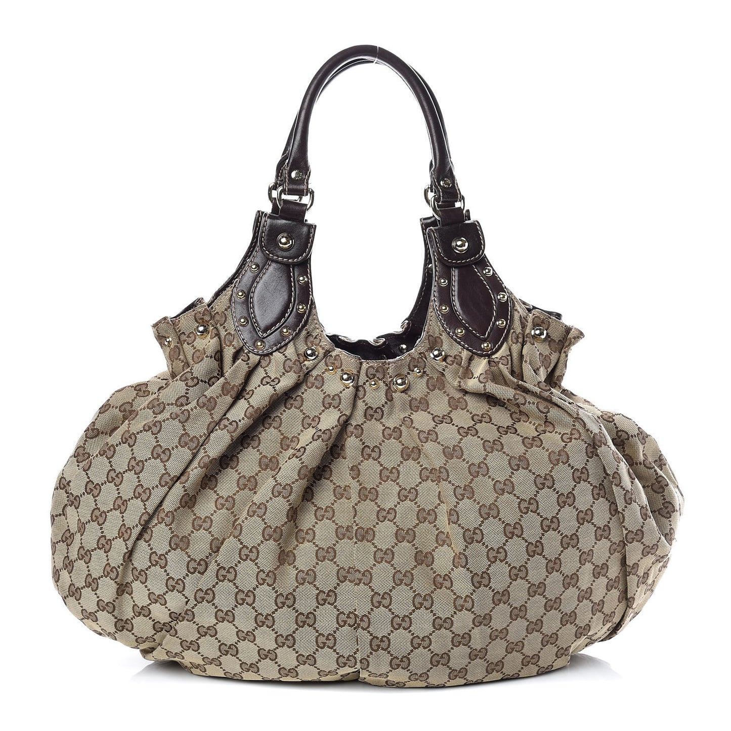 Monogram Studded Pelham Tote Dark Brown