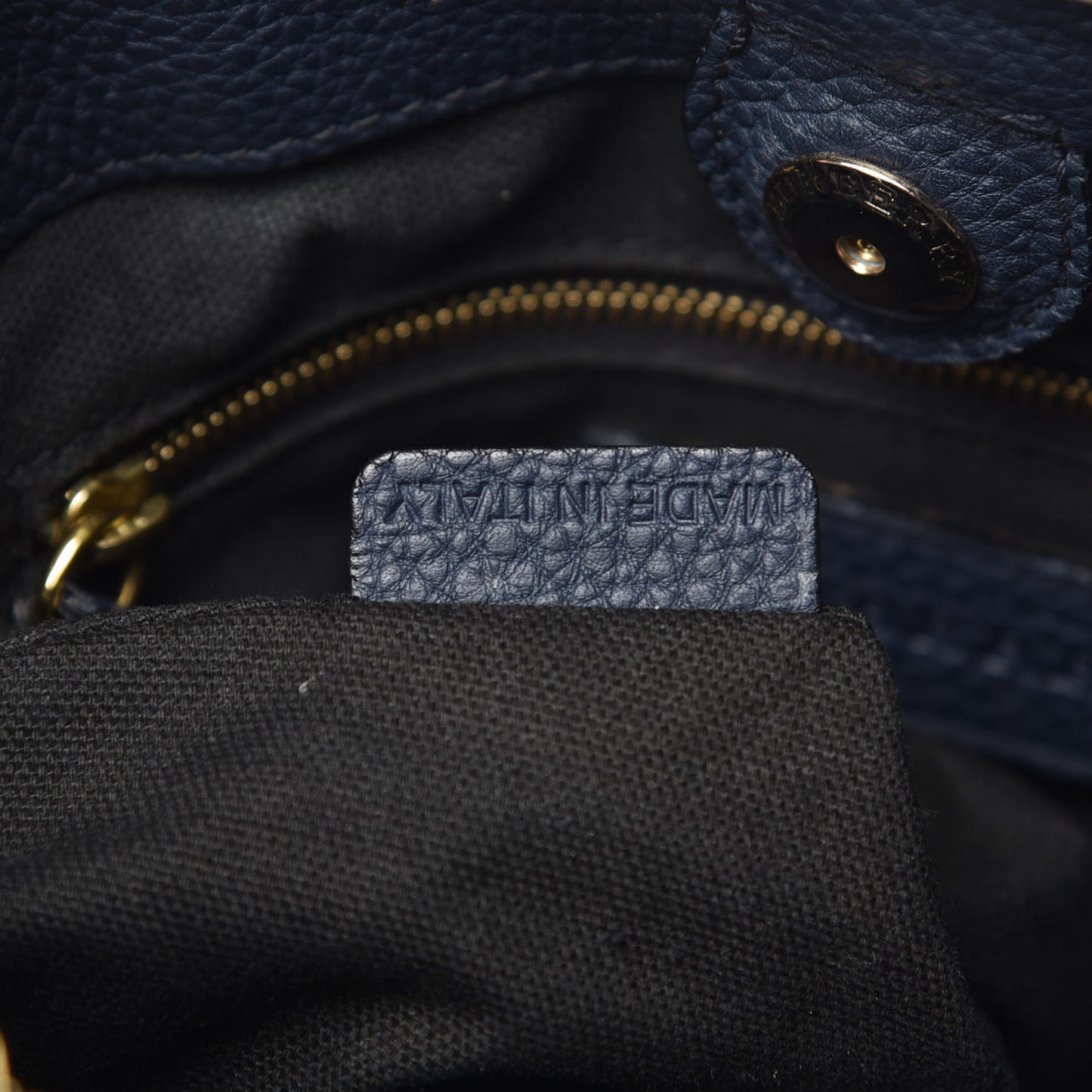 Grainy Calfskin House Check Small Banner Tote Midnight Blue