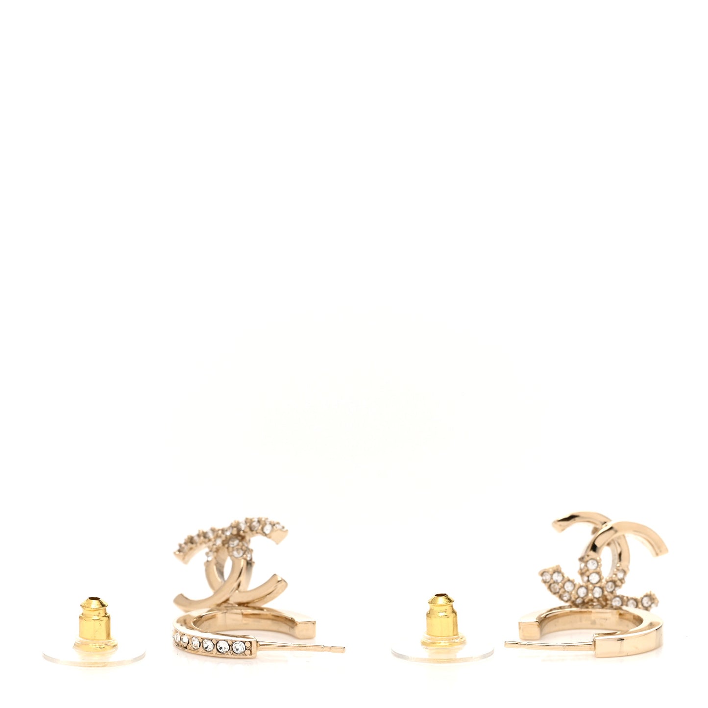 Crystal Bead CC Hoop Drop Earrings Light Gold