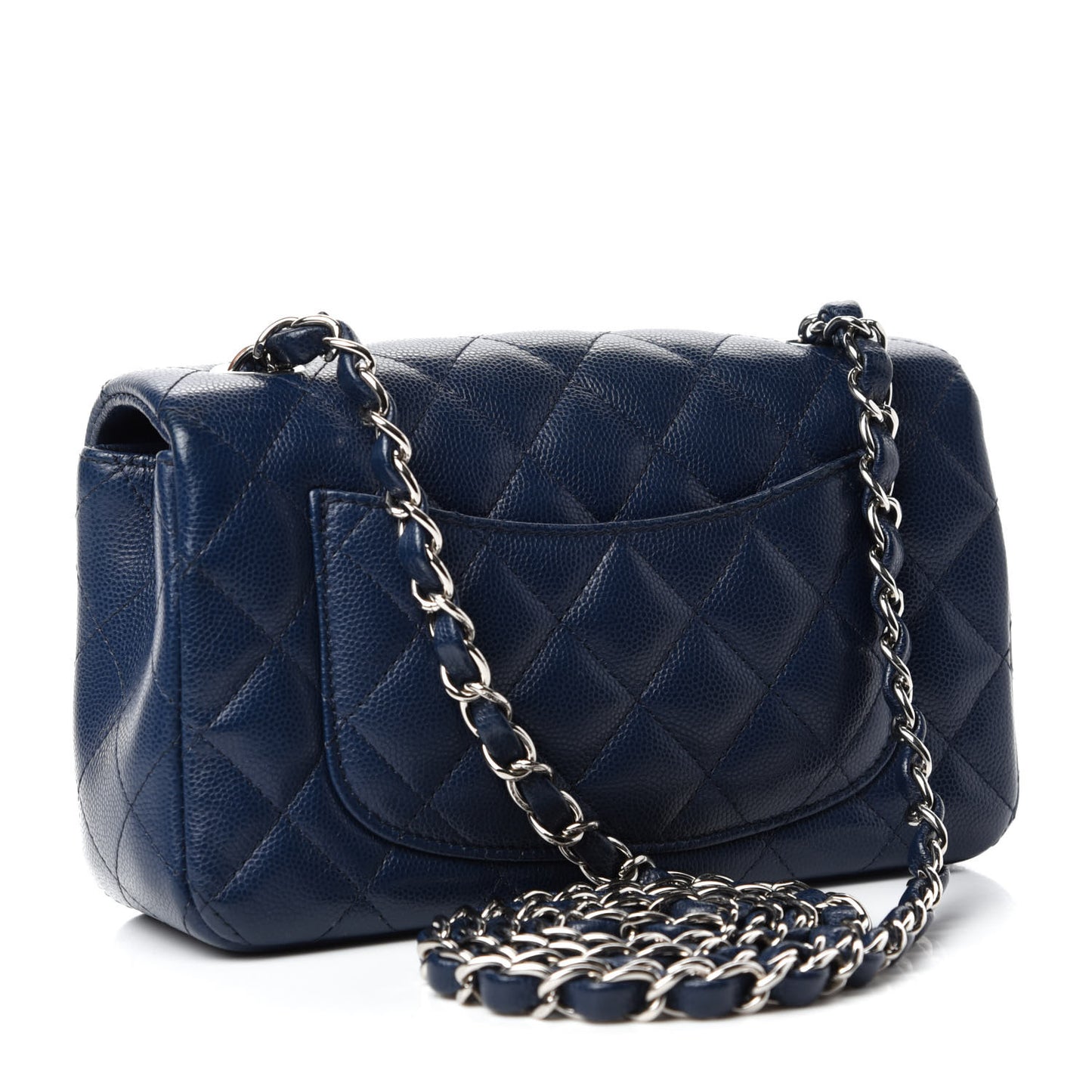 Caviar Quilted Mini Rectangular Flap Navy