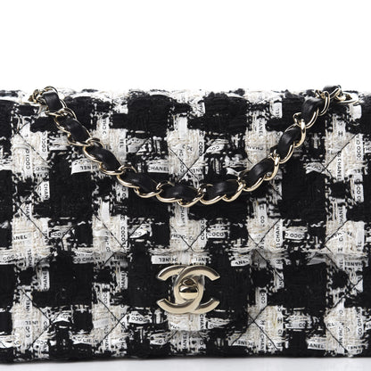 Chanel Tweed Quilted Mini Rectangular Flap Black Ecru White 10 of 10