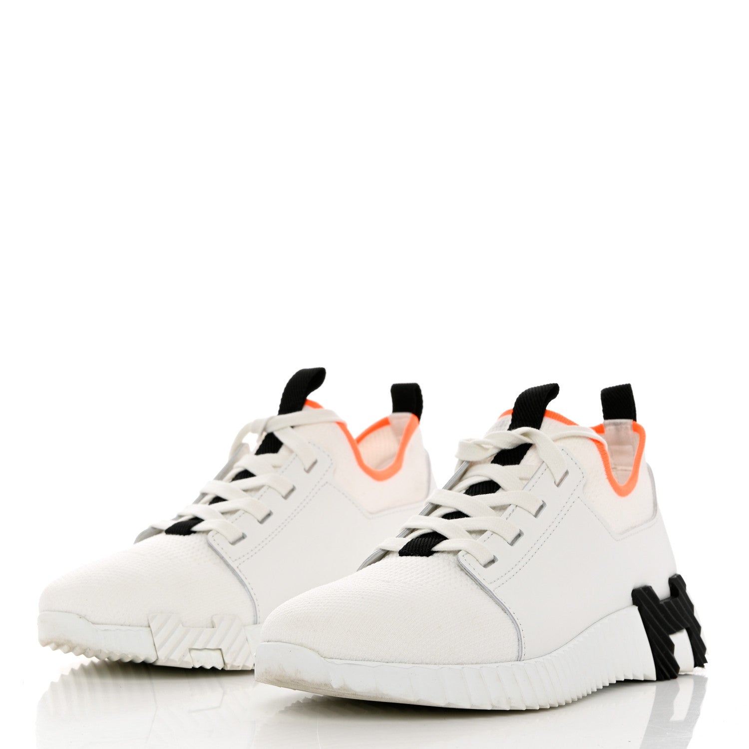Hermes Knit Calfskin Depart Sneakers 36.5 White 3 of 9