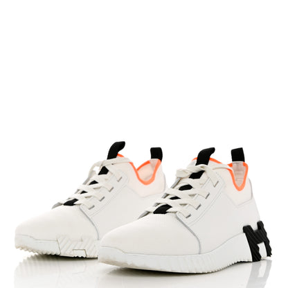 Hermes Knit Calfskin Depart Sneakers 36.5 White 3 of 9