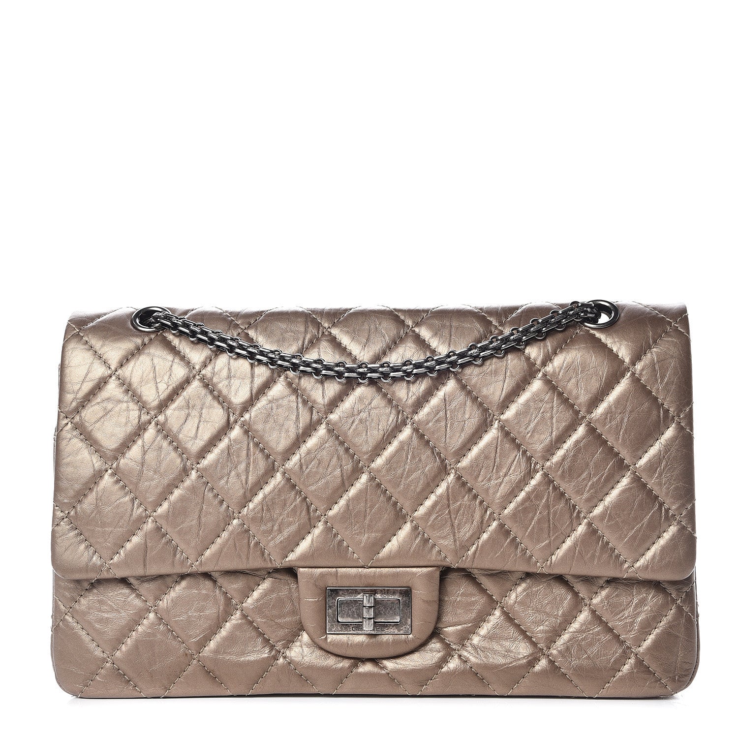 Chanel Metallic Aged Calfskin Quilted 2.55 Reissue 227 Flap Dark Gold 1 of 10