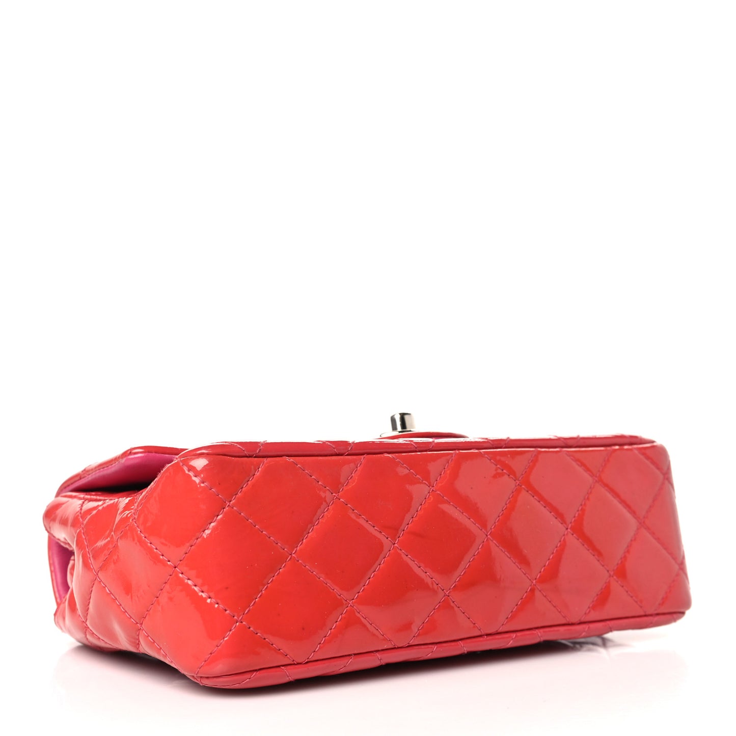 Patent Calfskin Quilted Mini Rectangular Flap Pink