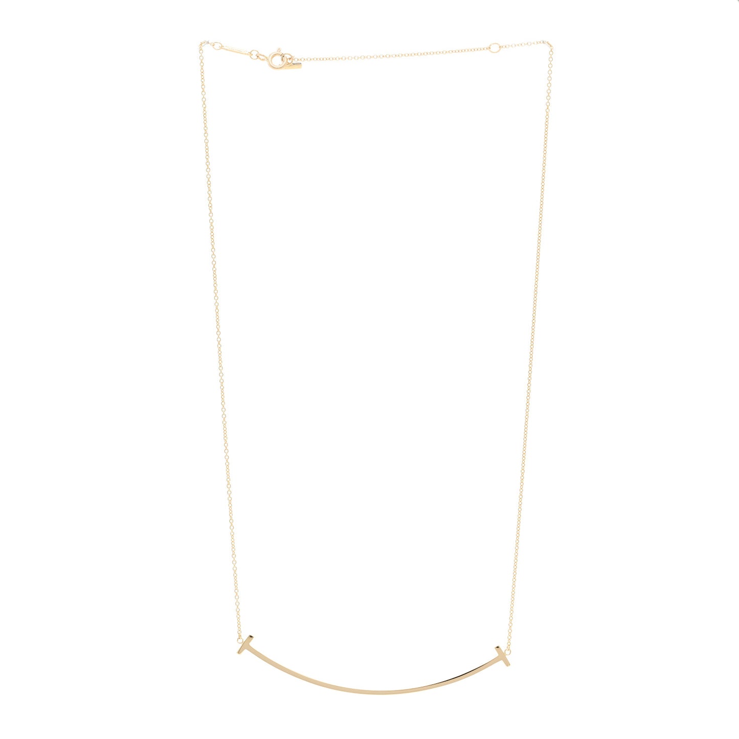 18K Yellow Gold Large T Smile Pendant Necklace
