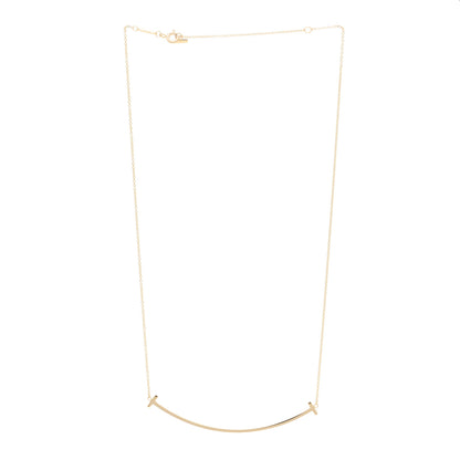 Tiffany 18K Yellow Gold Large T Smile Pendant Necklace 3 of 4