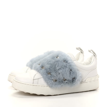 Valentino Garavani Calfskin Mink Fur Sneakers 38 White Niagara 3 of 11