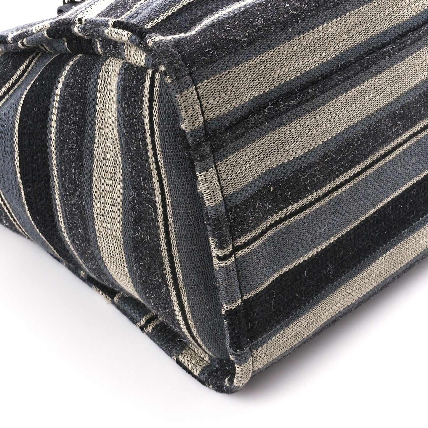 Striped Canvas Medium Deauville Tote Black