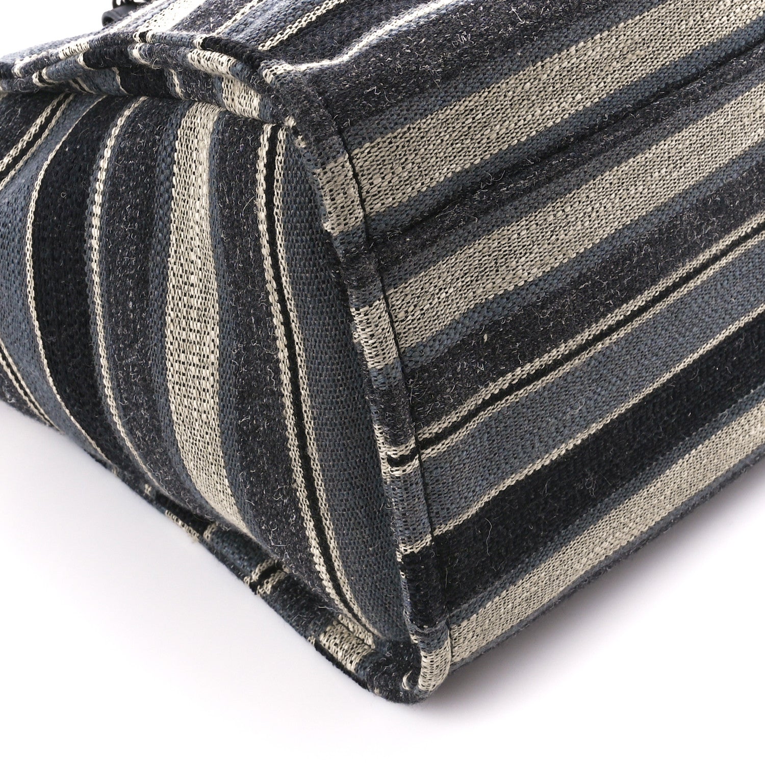 Chanel Striped Canvas Medium Deauville Tote Black 9 of 10