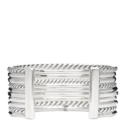 David Yurman Sterling Silver Diamond Wide Stax Cuff Bracelet 2 of 3