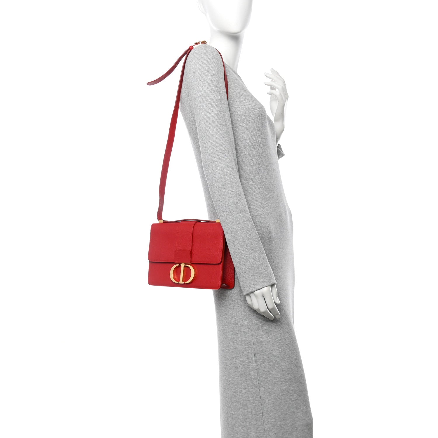 Christian Dior Grained Calfskin 30 Montaigne Flap Bag Red 2 of 11