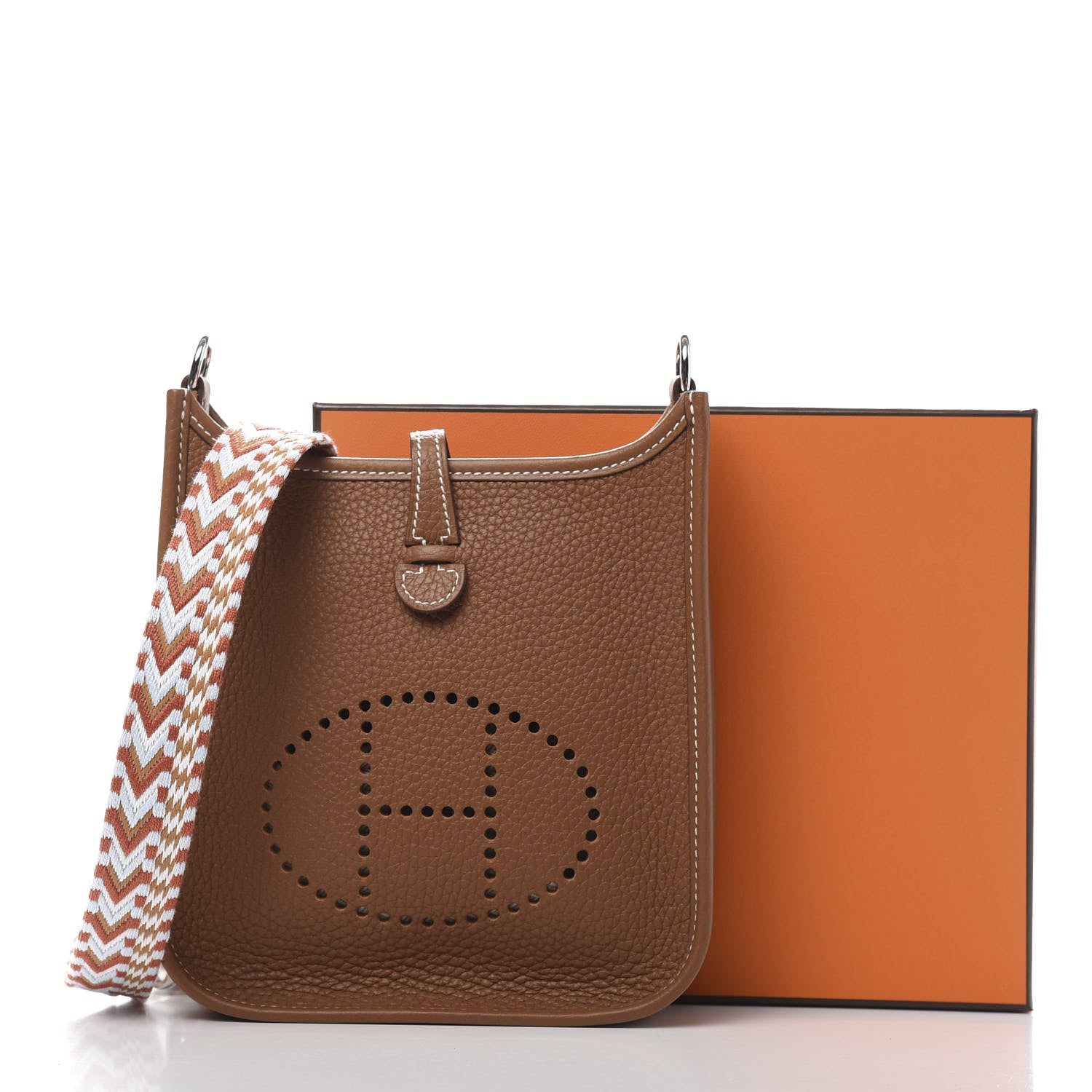 Hermes Taurillon Clemence Allegro Evelyne TPM Gold Cornaline White 11 of 11