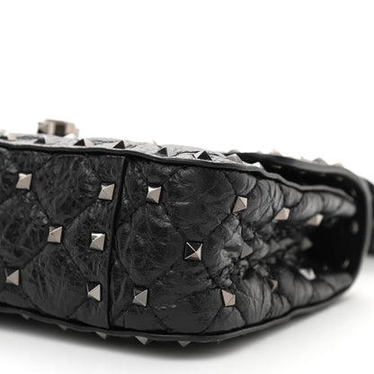 Valentino Garavani Craquele Nappa Small Rockstud Spike Shoulder Bag Black 6 of 6