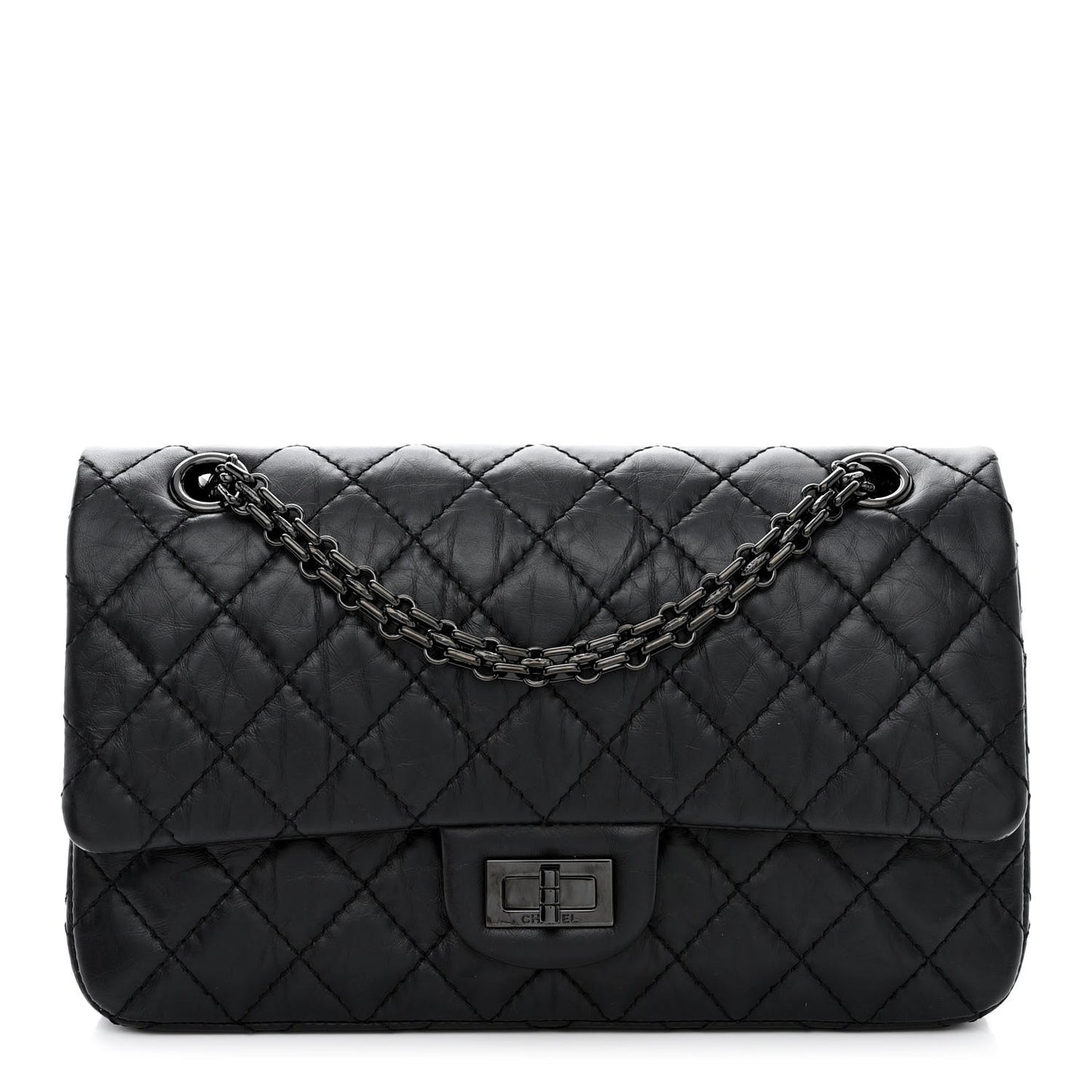 Aged Calfskin Quilted 2.55 Reissue 225 Flap So Black