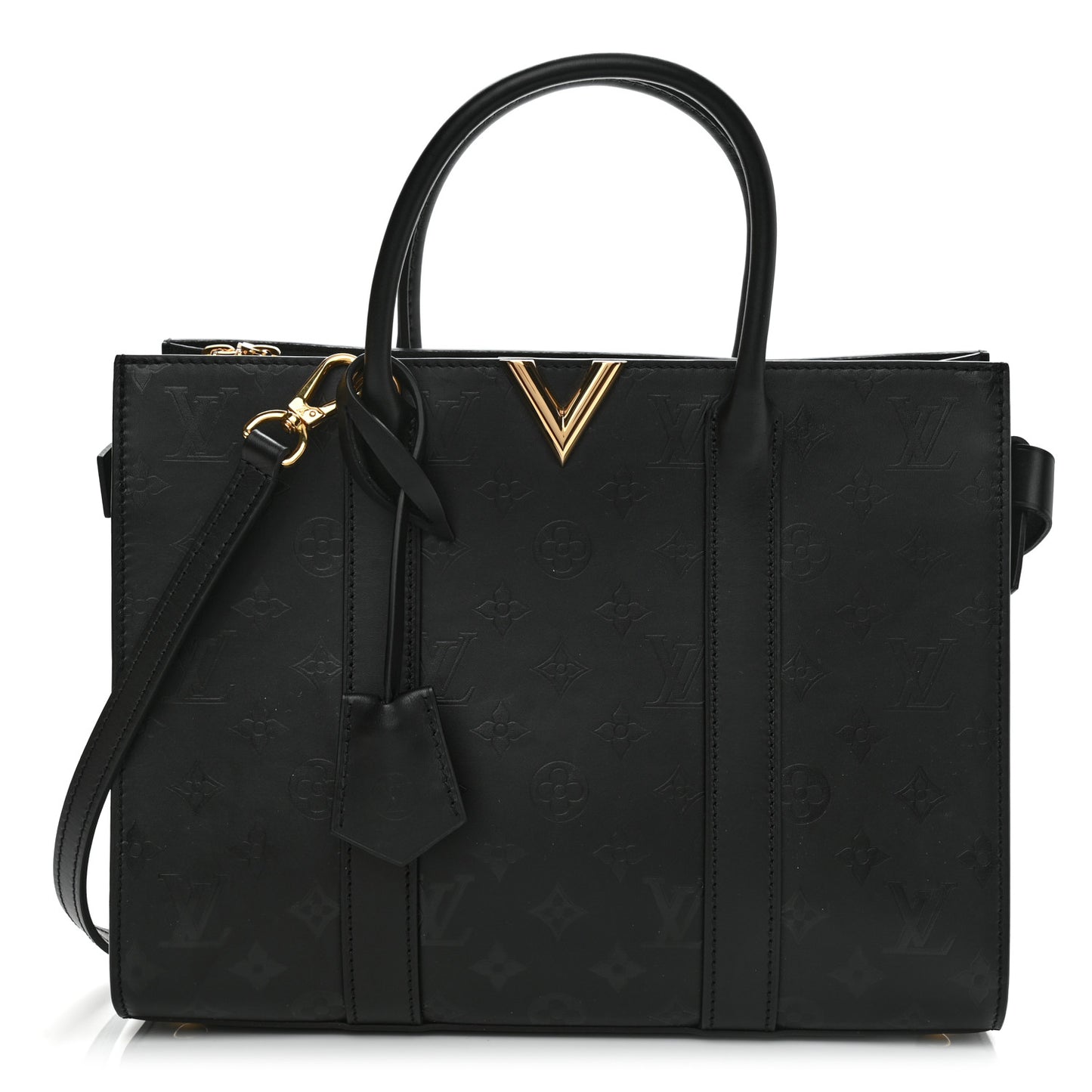 Monogram Cuir Plume Very Tote MM Black