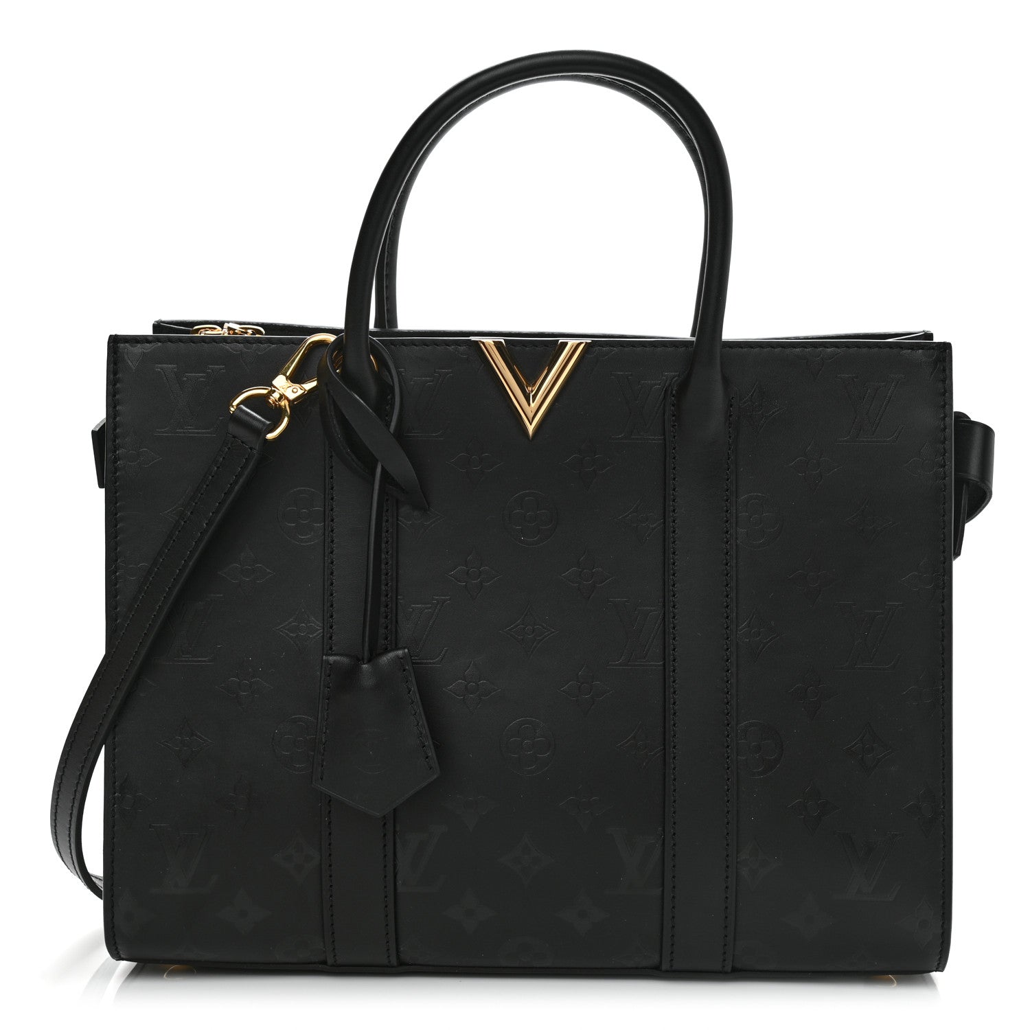 Louis Vuitton Monogram Cuir Plume Very Tote MM Black 1 of 10