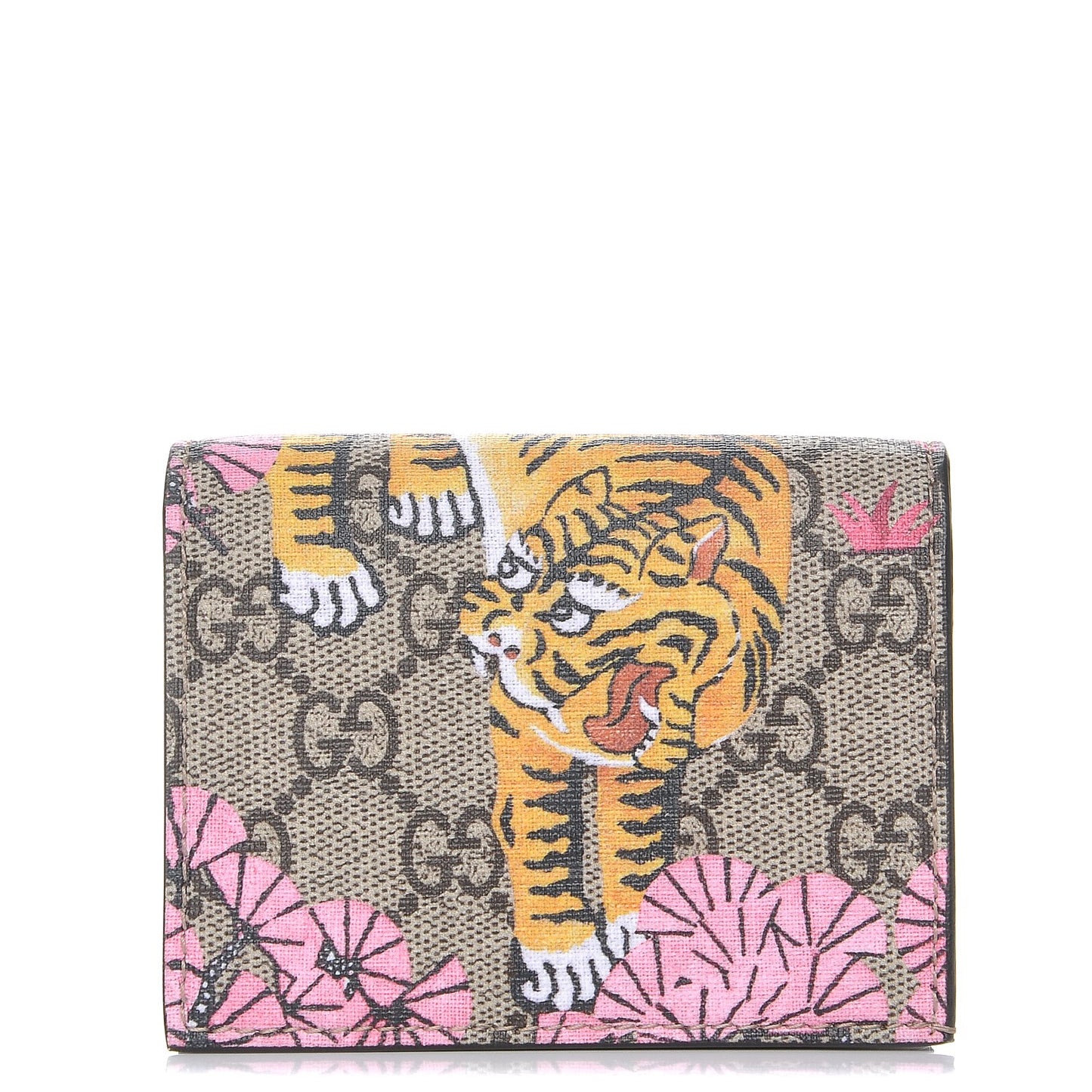 GG Supreme Monogram Bengal Card Case Beige Pink