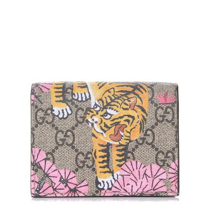 Gucci GG Supreme Monogram Bengal Card Case Beige Pink 1 of 8