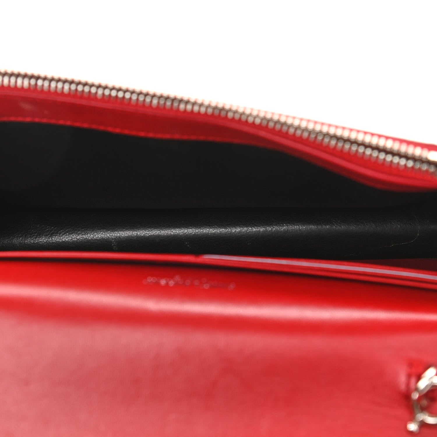 Saint Laurent Calfskin Crocodile Embossed Kate Monogram Tassel Chain Wallet Red 5 of 11