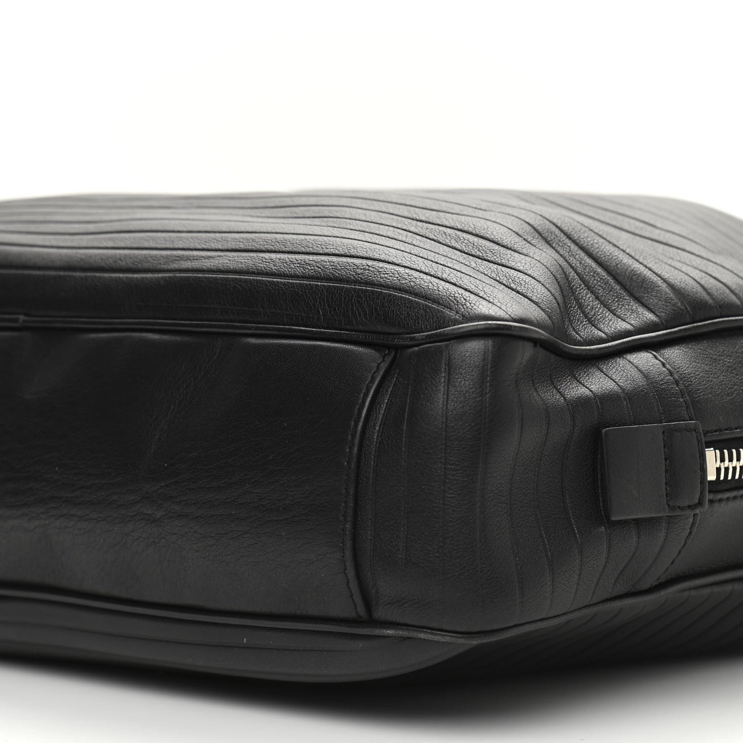HOMME Calfskin Ribbed Briefcase Black