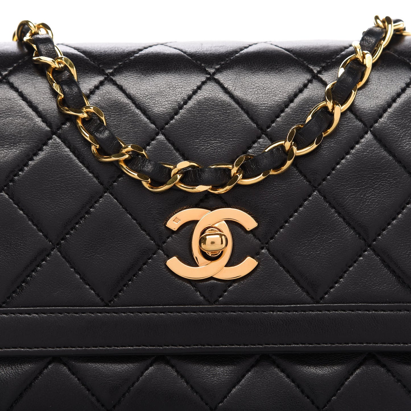 Lambskin Quilted Small Single Flap Black